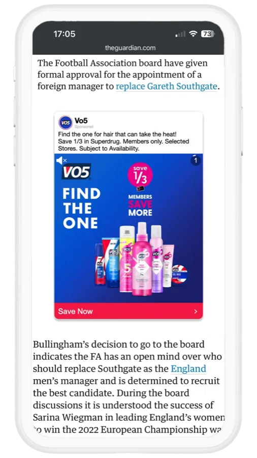 VO5 ad on a clean, high-PIQ page